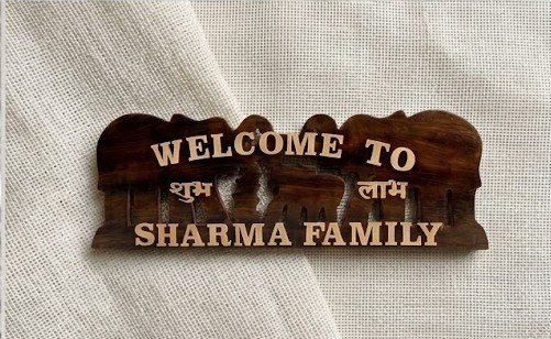 Wooden Customized Wooden Name Plate for Home Entrance Personalized Family Name Board Name Plate 3 (Brown)