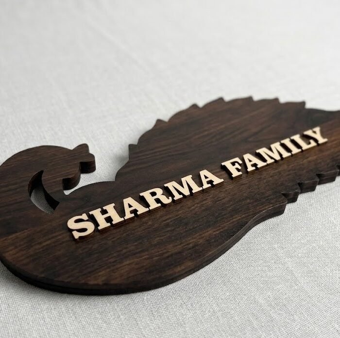 Wooden Customized Wooden Name Plate for Home Entrance Personalized Family Name Board Name Plate 2 (Brown)
